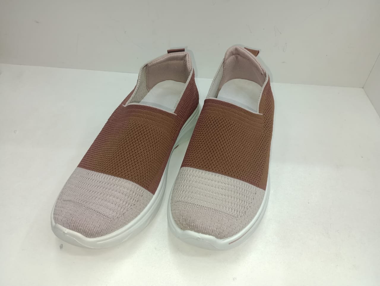Two-Tone Knitted Slip-On Sneakers