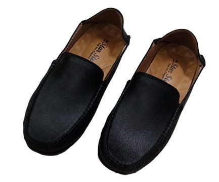 Star Step Black Plain Loafers