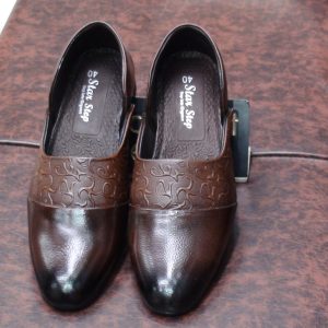 Star Step Men’s Deep Espresso Embossed Pattern Loafers