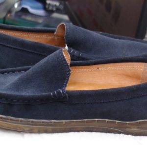 Men’s Deep Navy Suede Driving Loafers with Gum Sole