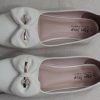 Star Step Cream Pleated Bow Ballet Flats with Rhinestone Detail