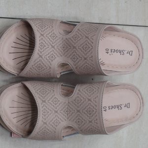 Dr. Shoes Dusty Rose Laser-Cut Geometric Comfort Slides
