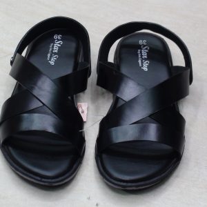 Star Step Men’s Classic Black Cross-Strap Slingback Sandals
