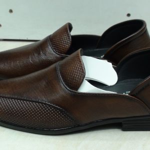 Star Step Men’s Deep Walnut Burnished Loafers with Micro-Dot Texture